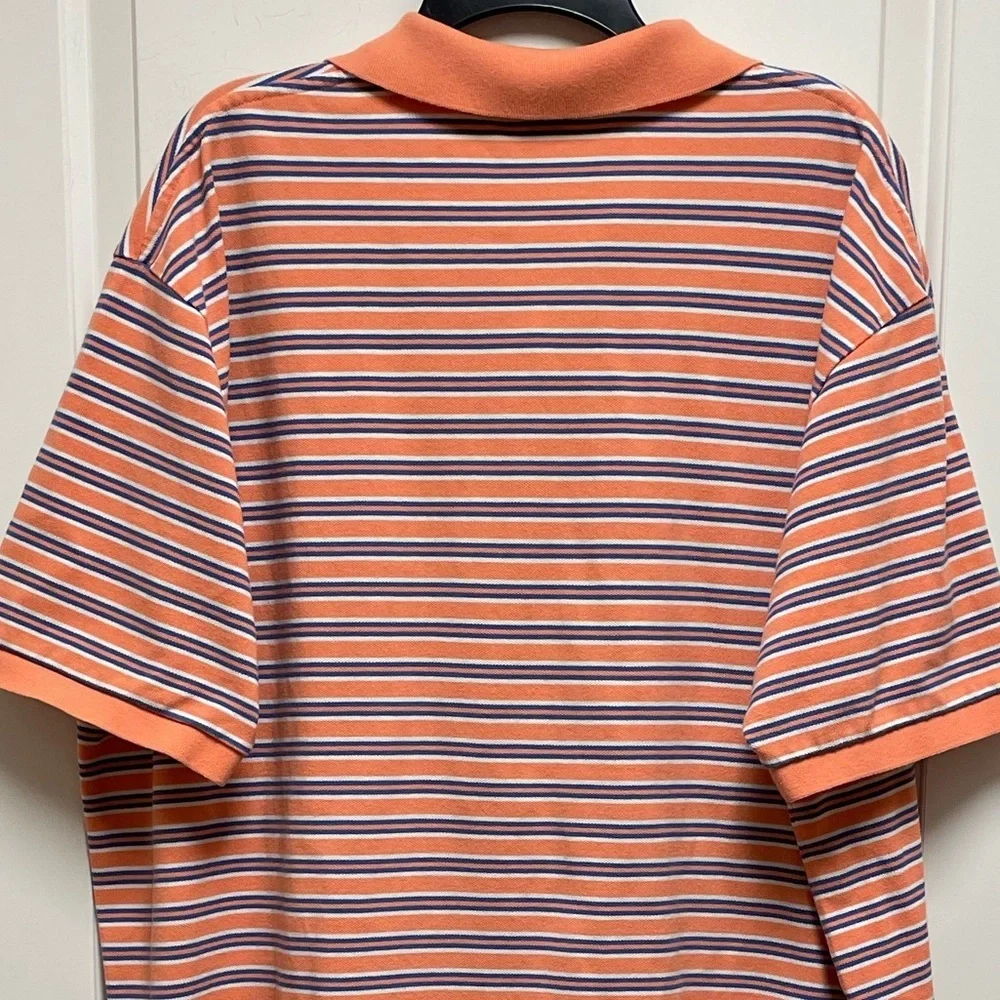 Ralph Lauren Sz XXL Big and Tall Vibrant Light Orange & Blue Striped Polo Shirt